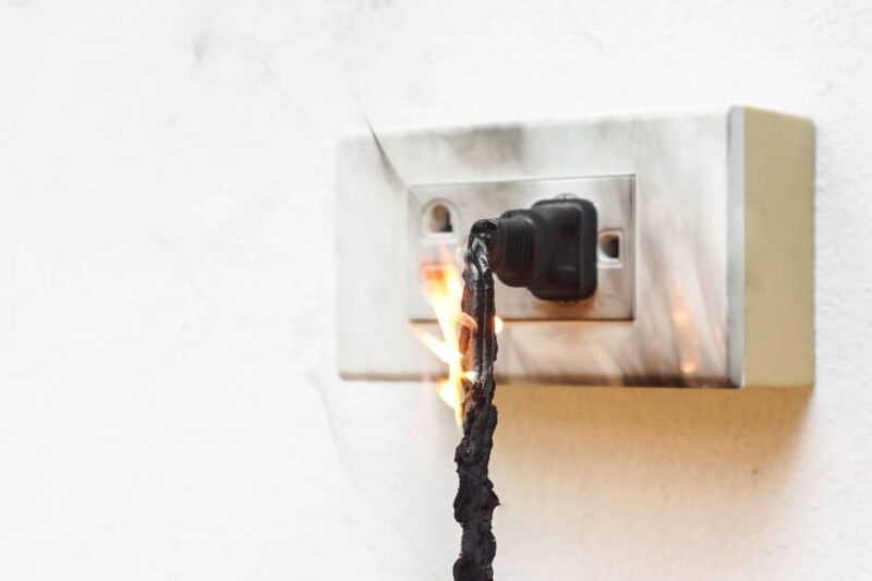 Outlet catching fire