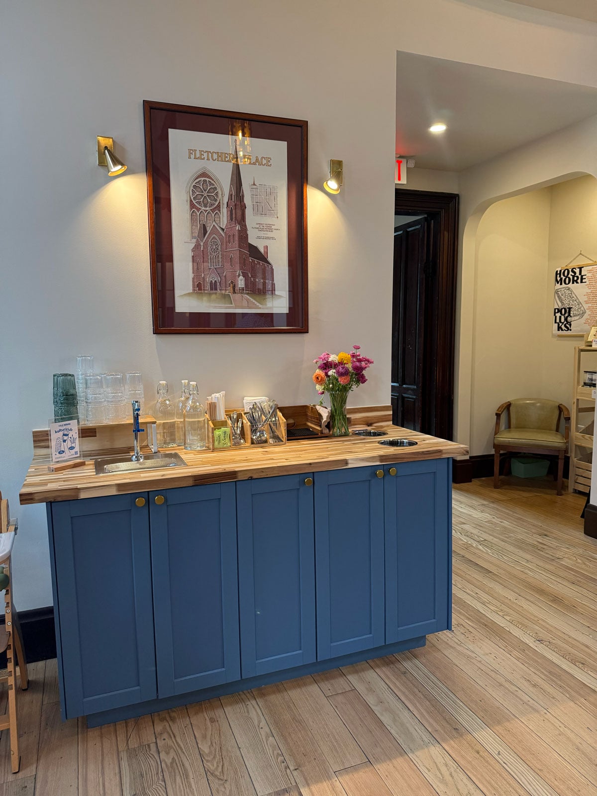 cafe counter blue cabinetry indianapolis